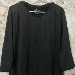 Nike Dri-FIT‎ Training Shirt Mens XL Gray Heathered Long Sleeve Top